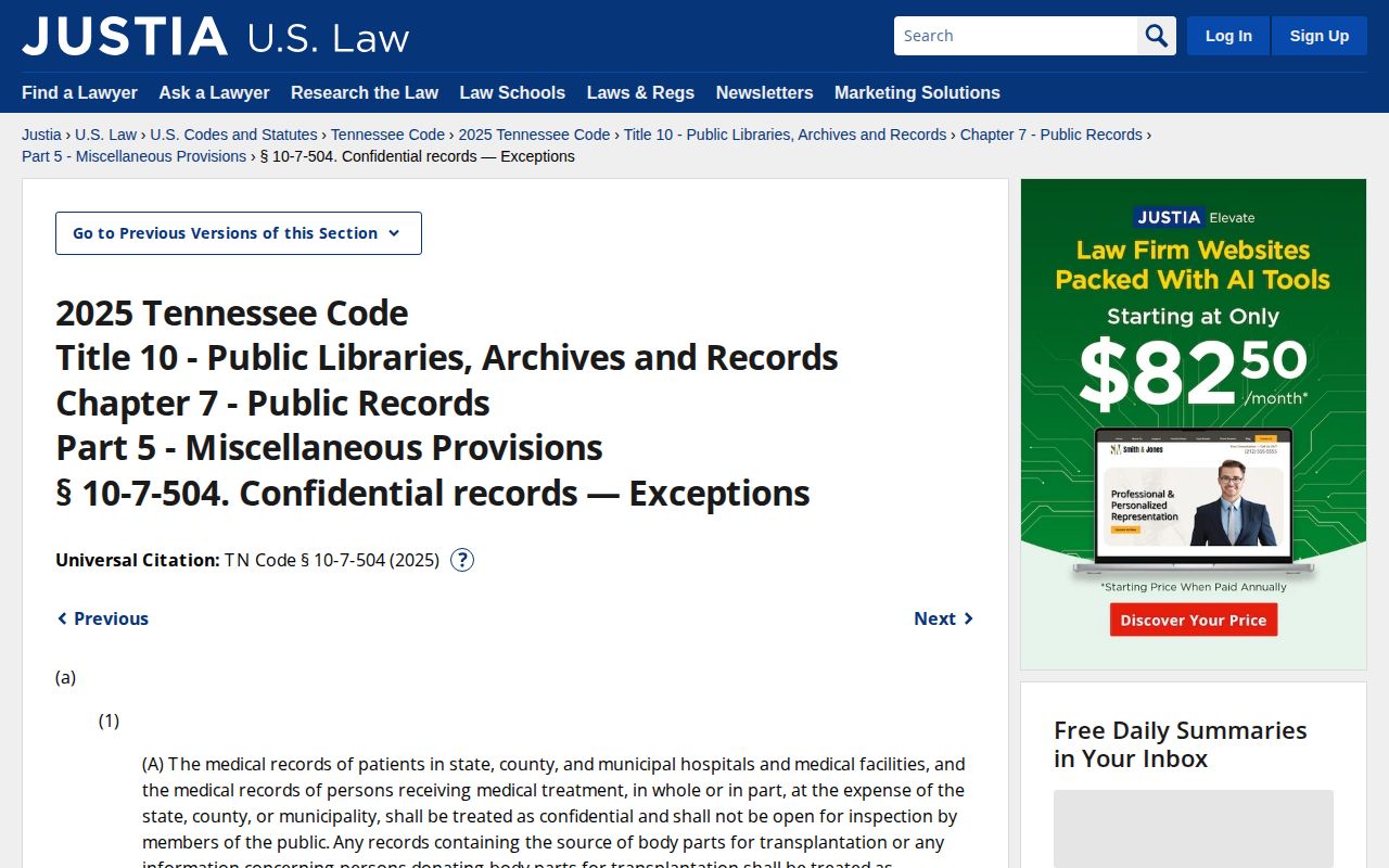 Tennessee confidentiality law for Benton arrest records